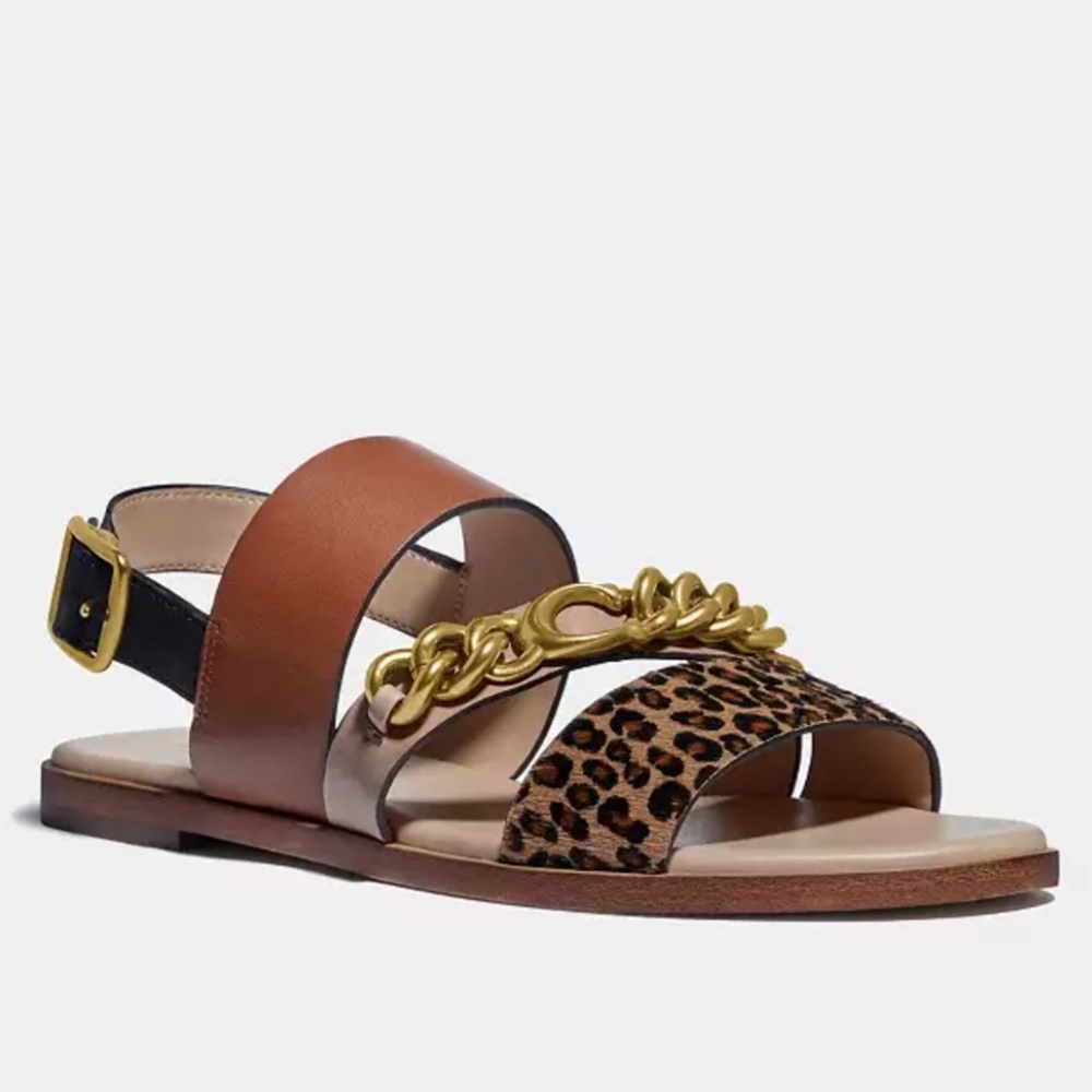 NWT Coach Heather Leopard Print Calf Hair Leather Sandals G4777 Size 7.5B EU38 - Picture 16 of 16